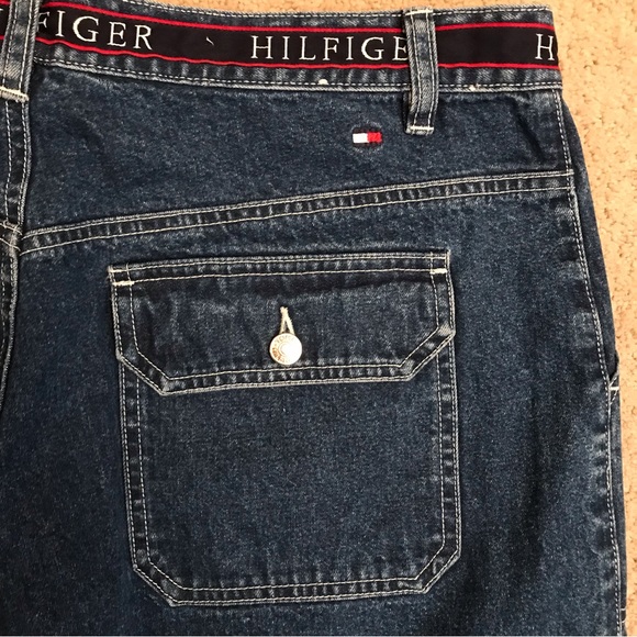 Tommy Hilfiger High Waist Blue Jeans Vintage Size 16 Fits Like 12 Cropped y2k - Picture 10 of 12